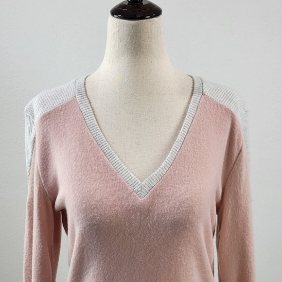 PROOF NEW YORK V-neck sweater rose and grey Sz M - Picture 2 of 7